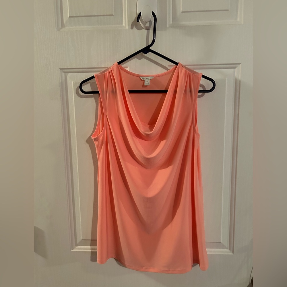 Cato Coral Sleeveless Draped Top